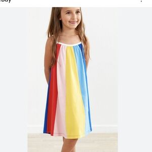 Hanna Andersson Rainbow Colorful Spaghetti Strap Dress Sz 8